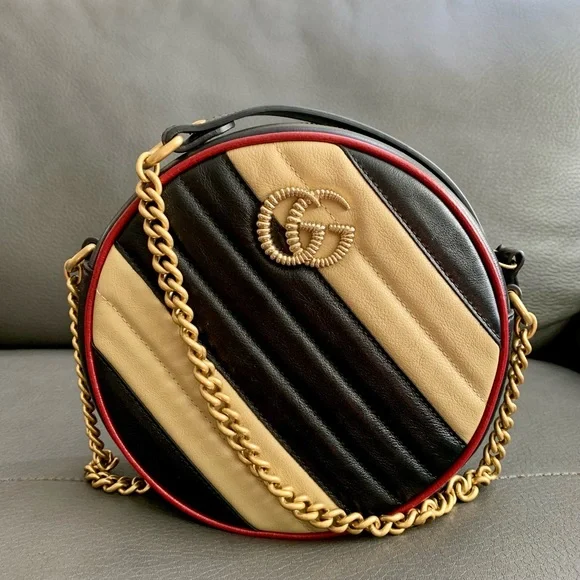‼️sold‼️Gucci Marmont Mini Round Striped - Picture 9 of 16
